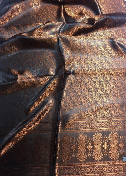 Copper Silk Scarf For Her Reversible Paisley