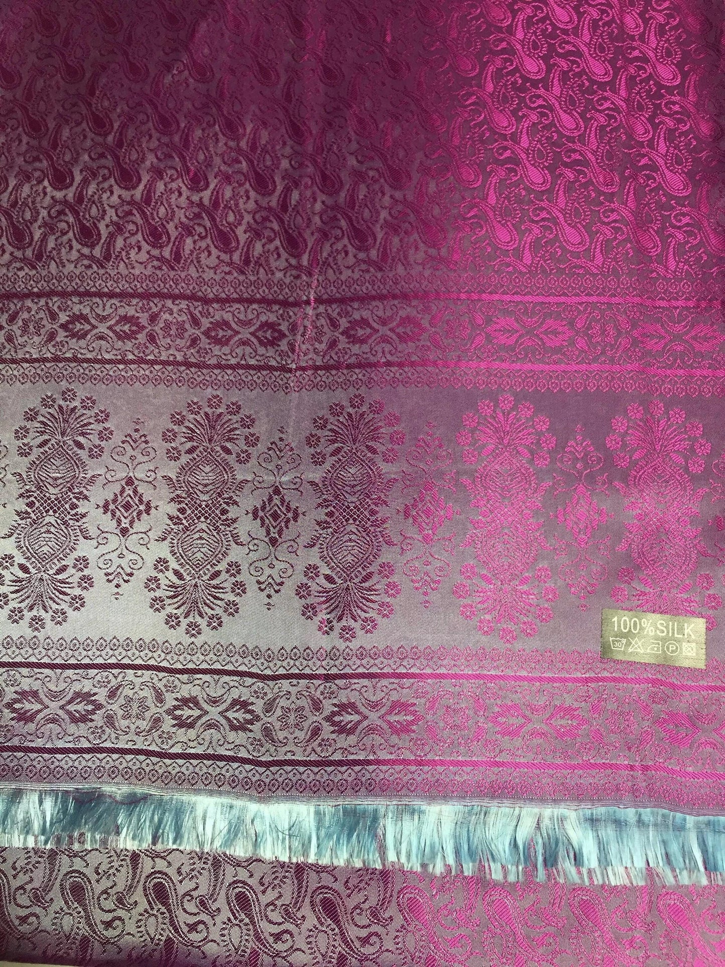 Silk Scarf For Her Paisley Fuchsia Gypsy