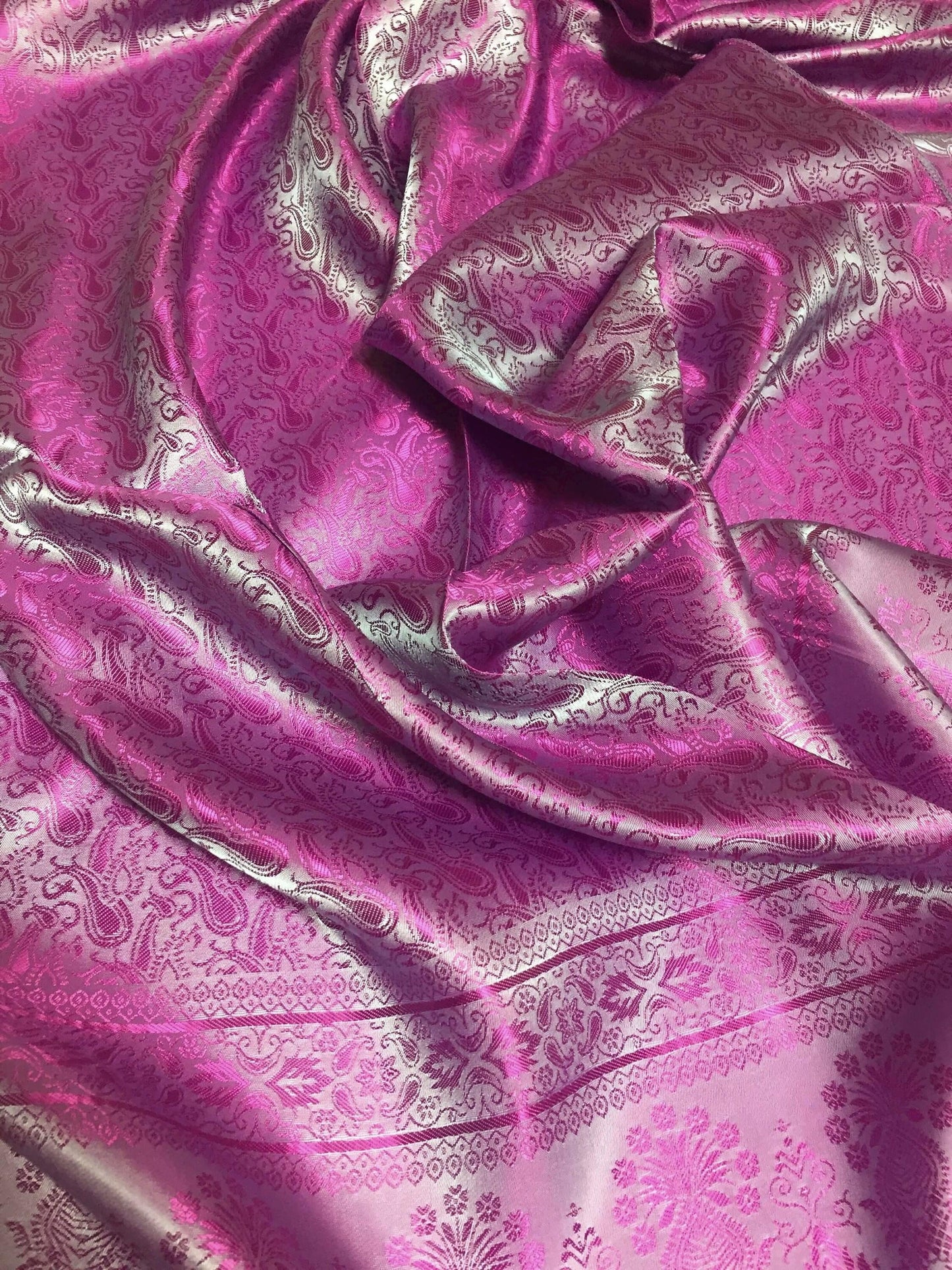 Silk Scarf For Her Paisley Fuchsia Gypsy