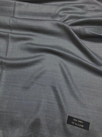 Smoke Gray Raw Thai Silk Scarf For