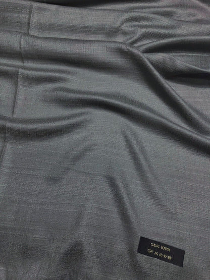Smoke Gray Raw Thai Silk Scarf For