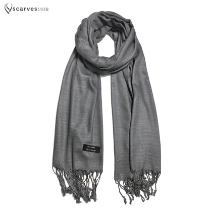 Smoke Gray Raw Thai Silk Scarf For