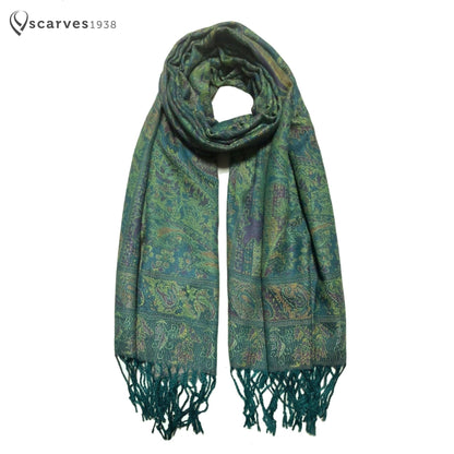 Green Deep Aubergine Pashmina Scarf Woman