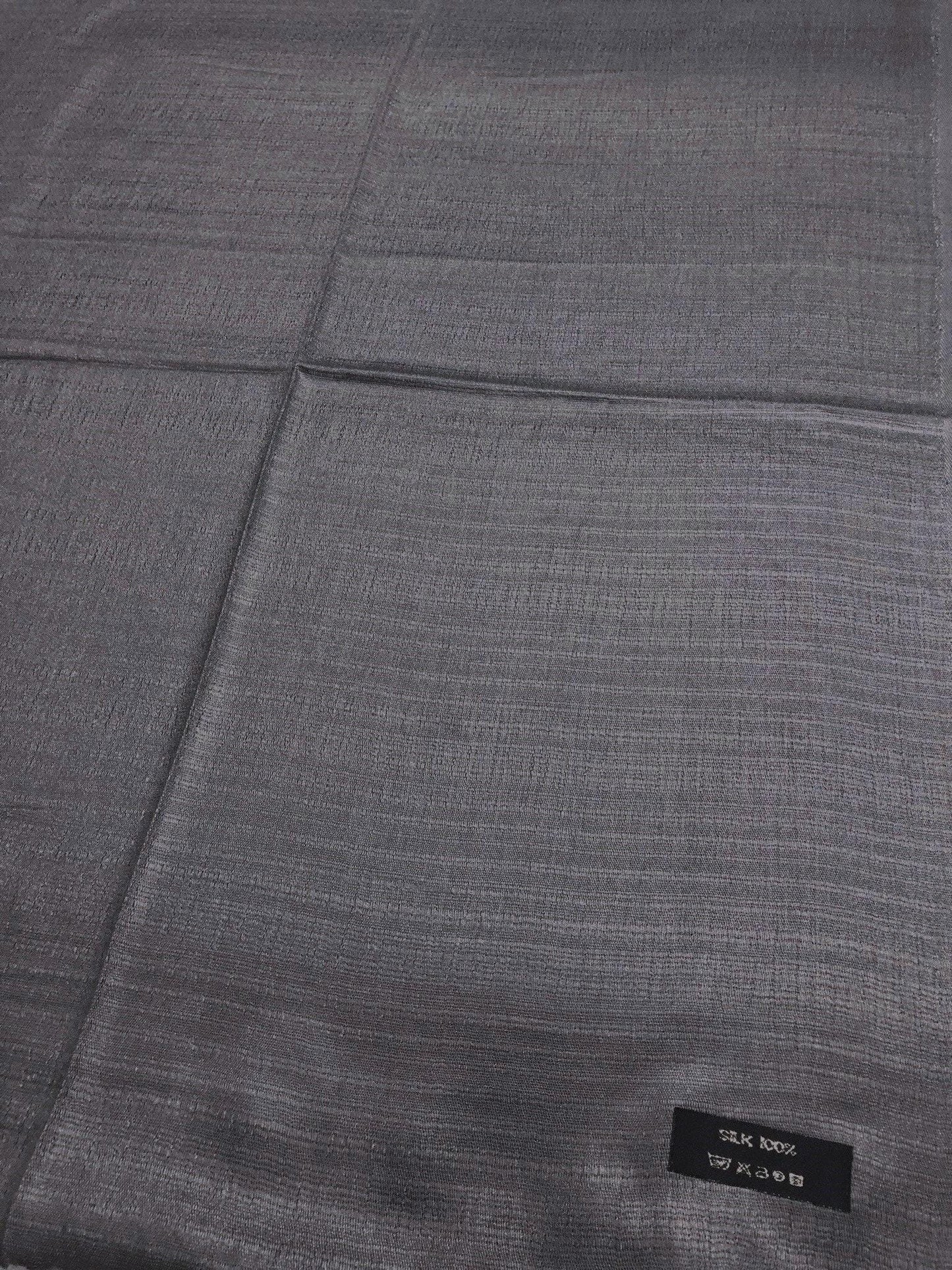Smoke Gray Raw Thai Silk Scarf For