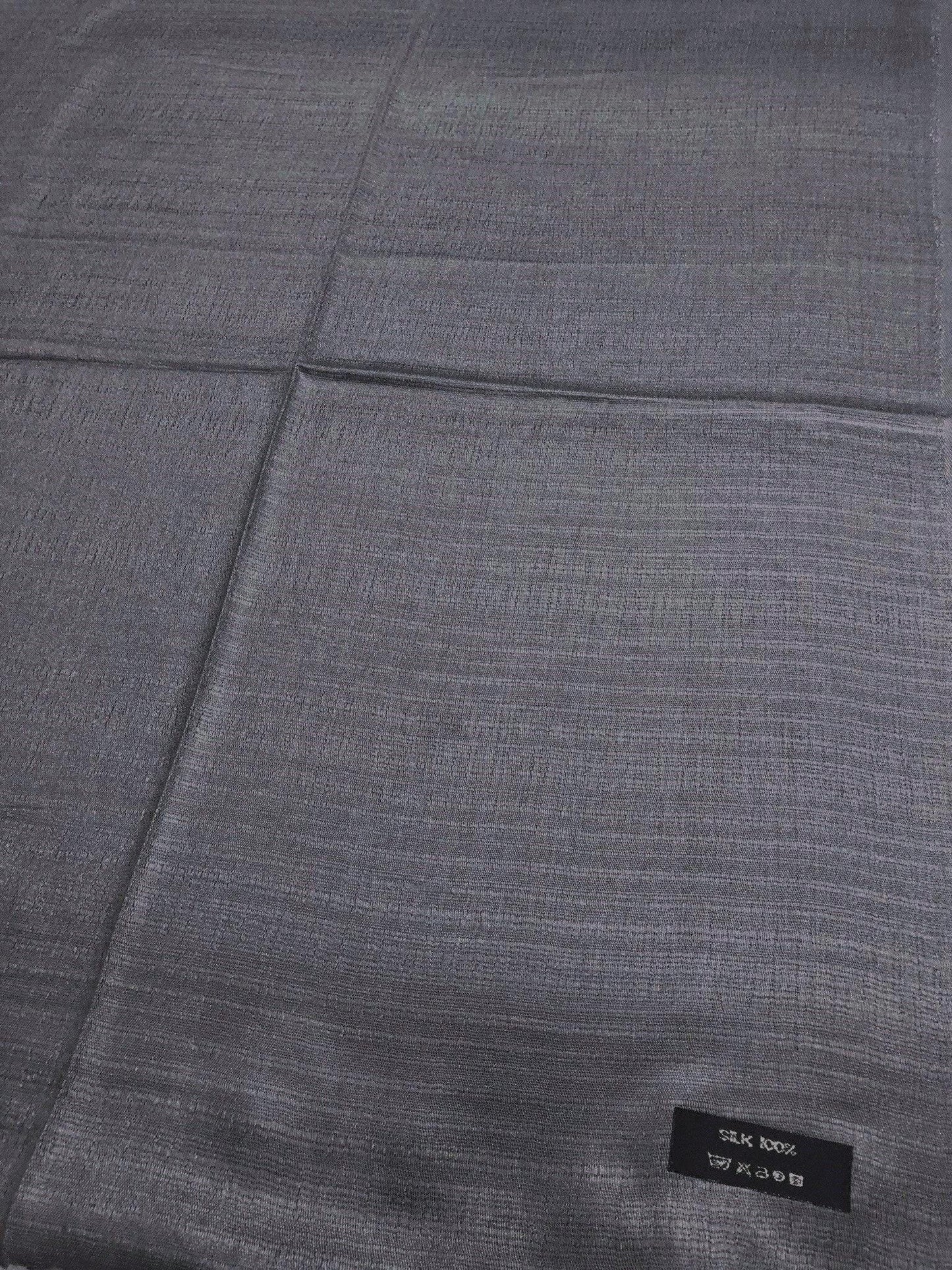 Smoke Gray Raw Thai Silk Scarf For
