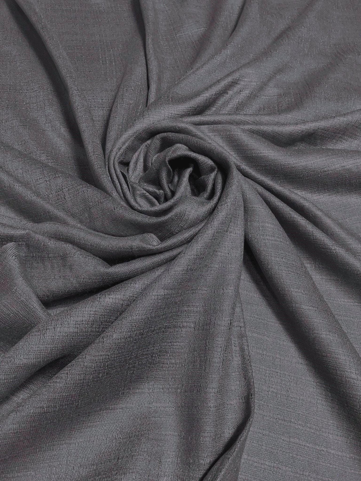 Smoke Gray Raw Thai Silk Scarf For