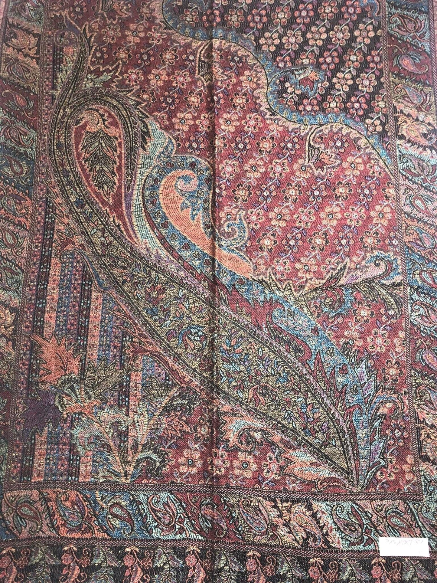 Pashmina Scarf: Colorful Paisley Floral Ethnic Flowers