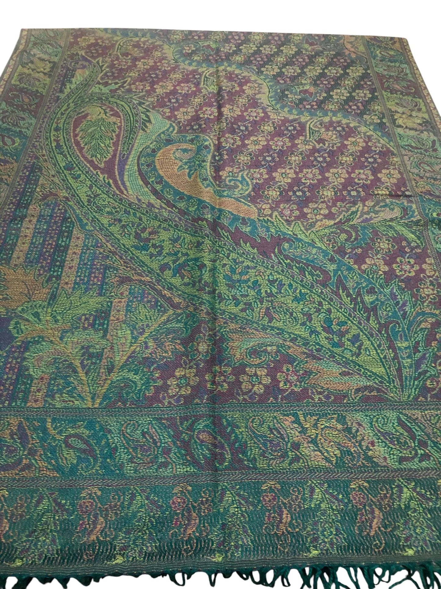 Green Deep Aubergine Pashmina Scarf Woman