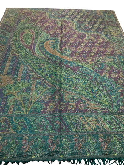 Green Deep Aubergine Pashmina Scarf Woman