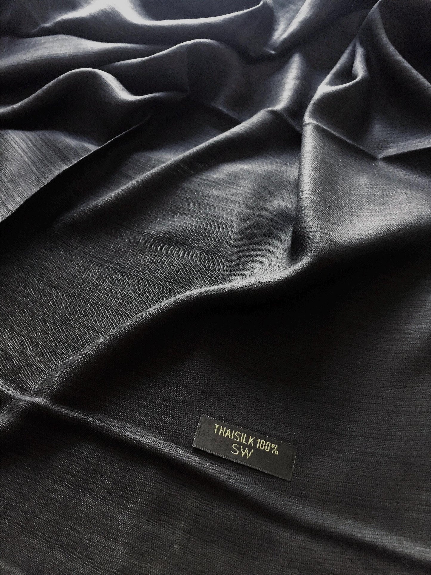 Raw Thai Silk Scarf For Her Black