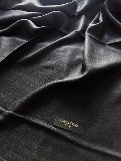 Raw Thai Silk Scarf For Her Black