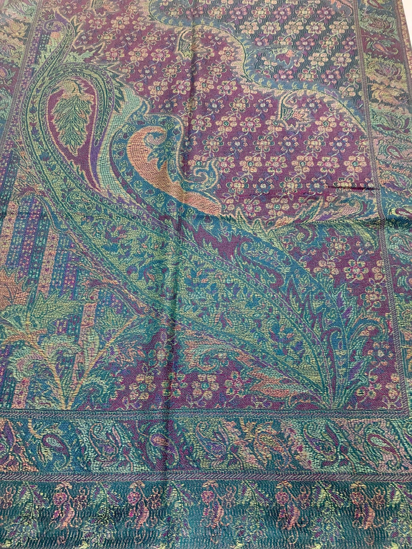 Green Deep Aubergine Pashmina Scarf Woman