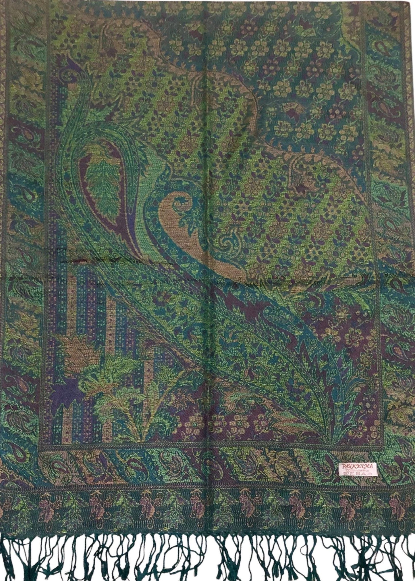 Green Deep Aubergine Pashmina Scarf Woman
