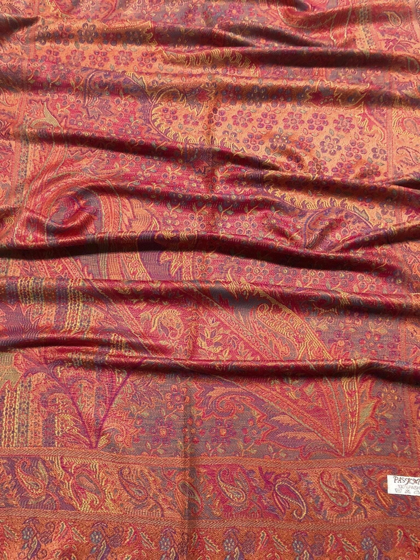 Orange And Red Pashmina Scarf Shawls Head
