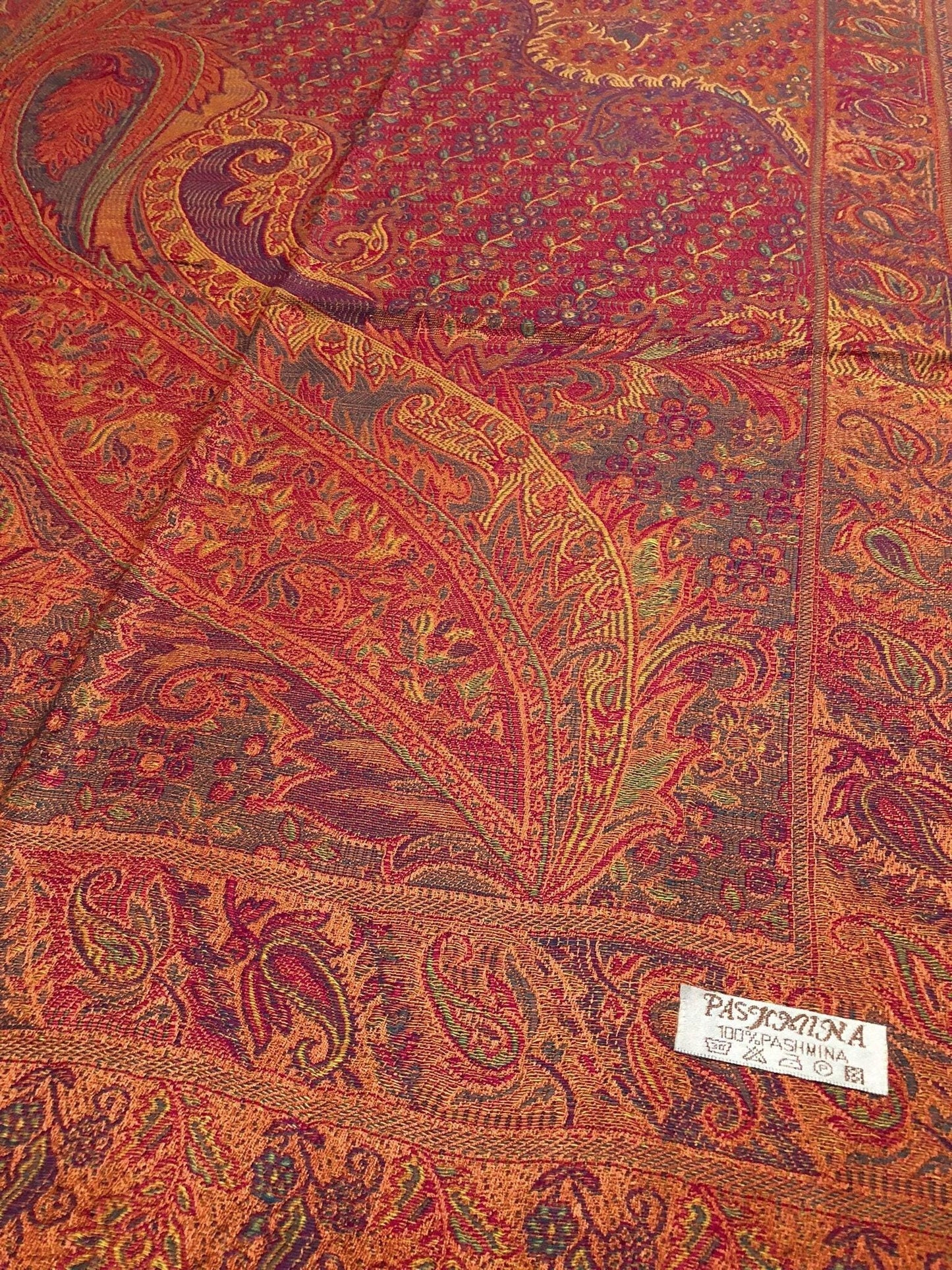 Orange And Red Pashmina Scarf Shawls Head