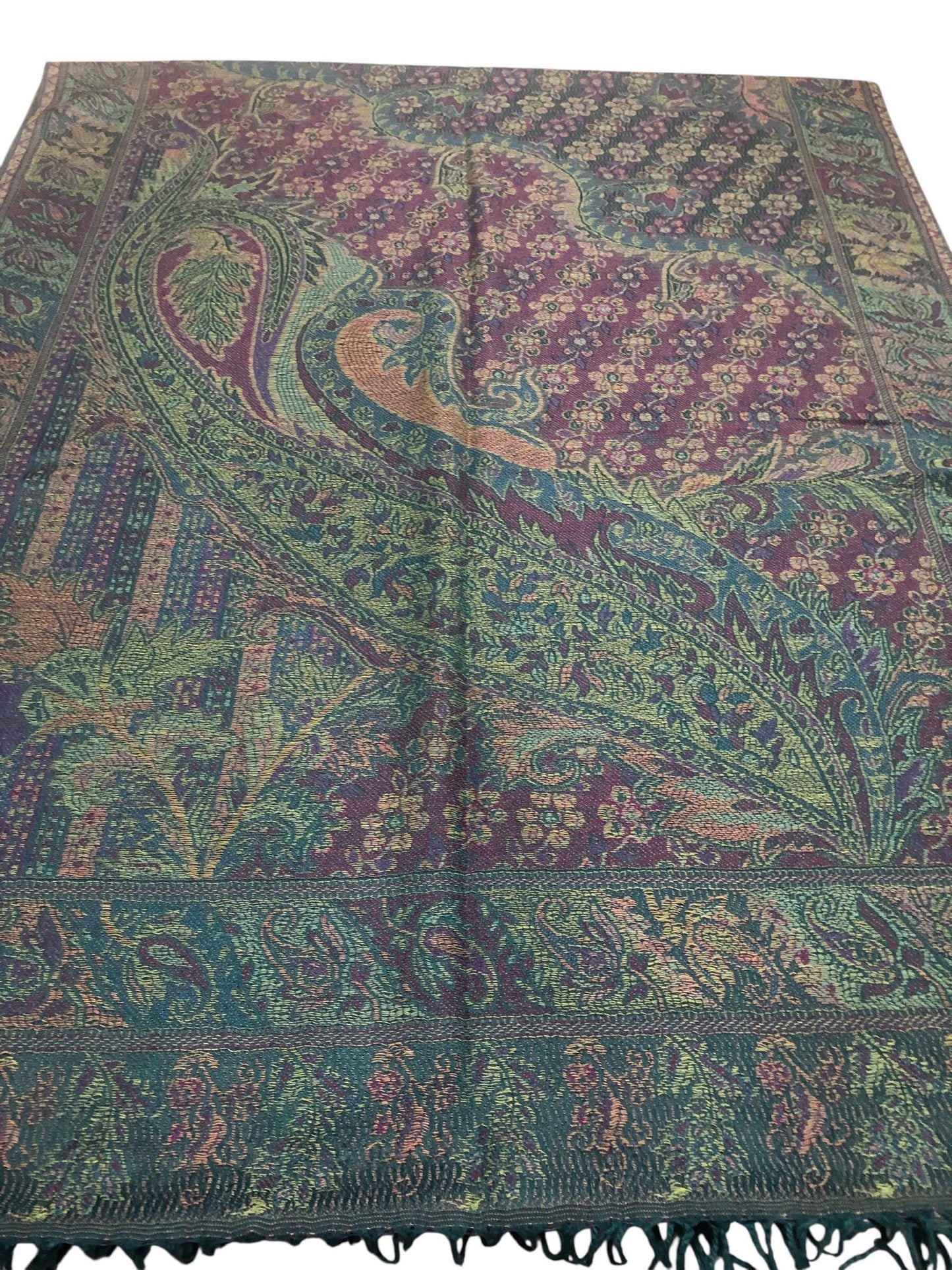 Green Deep Aubergine Pashmina Scarf Woman