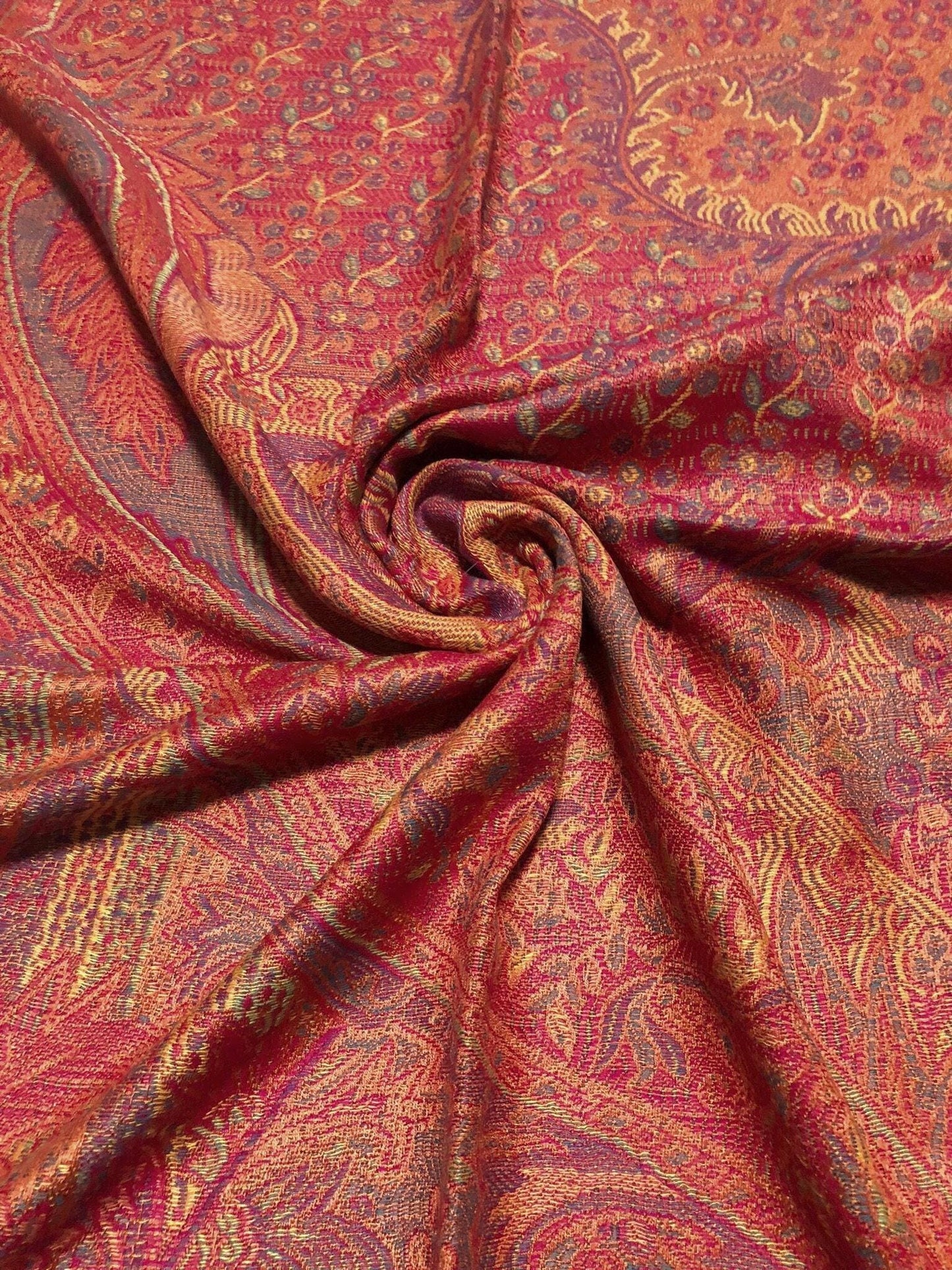 Orange And Red Pashmina Scarf Shawls Head