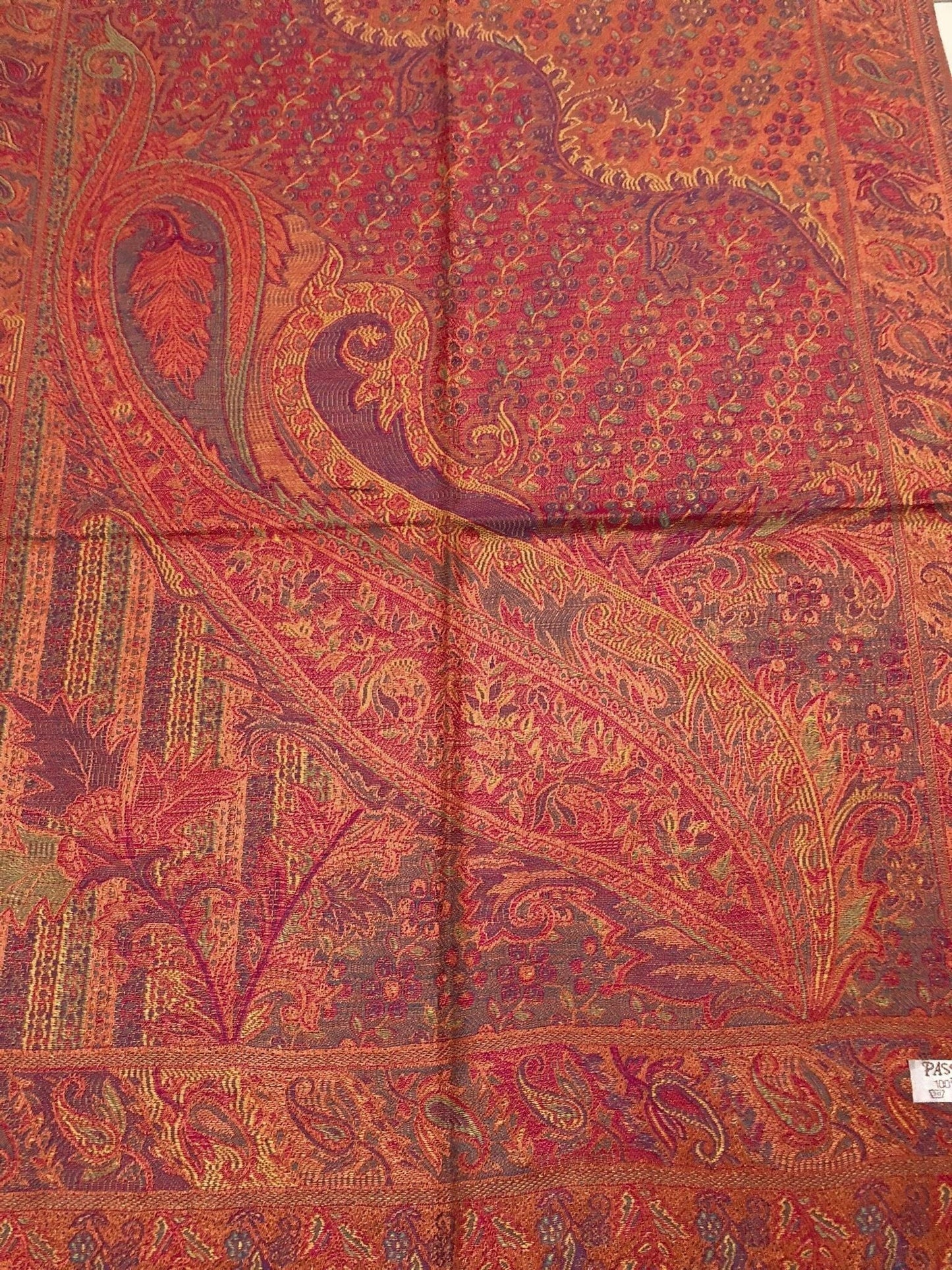 Orange And Red Pashmina Scarf Shawls Head