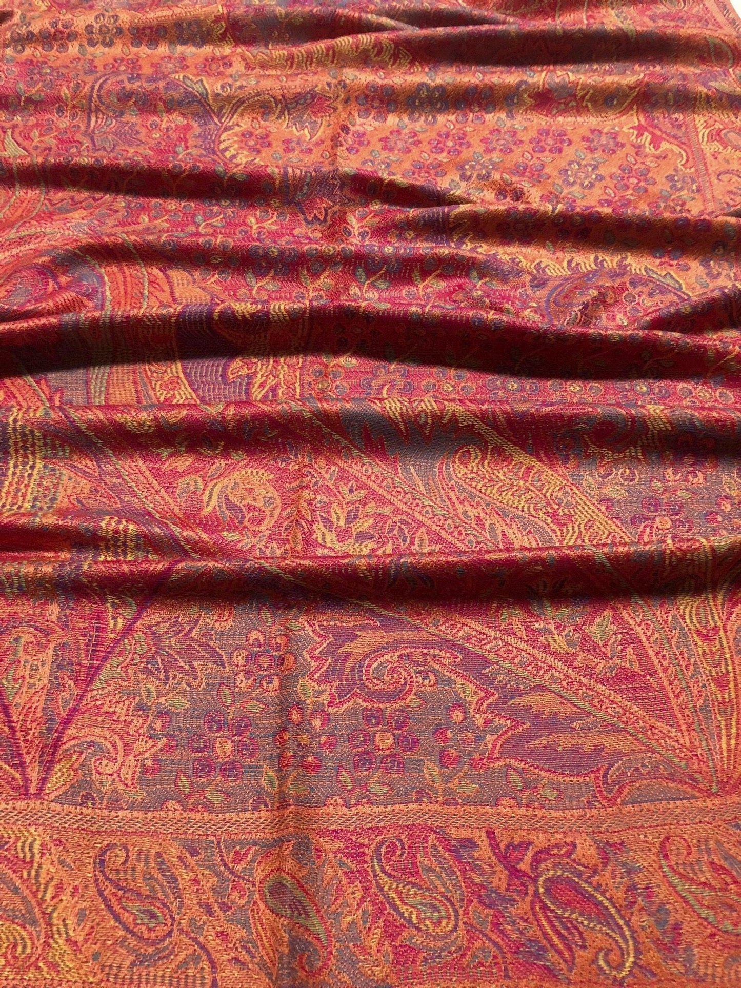 Orange And Red Pashmina Scarf Shawls Head