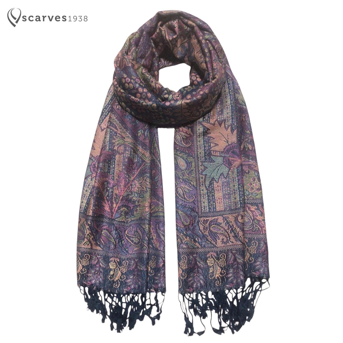 Colorful Pashmina Scarf Ethnic Paisley Flowers Gifts