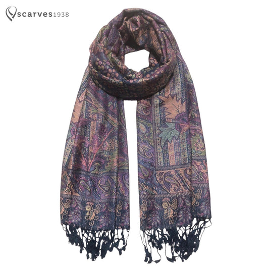 Colorful Pashmina Scarf Ethnic Paisley Flowers Gifts