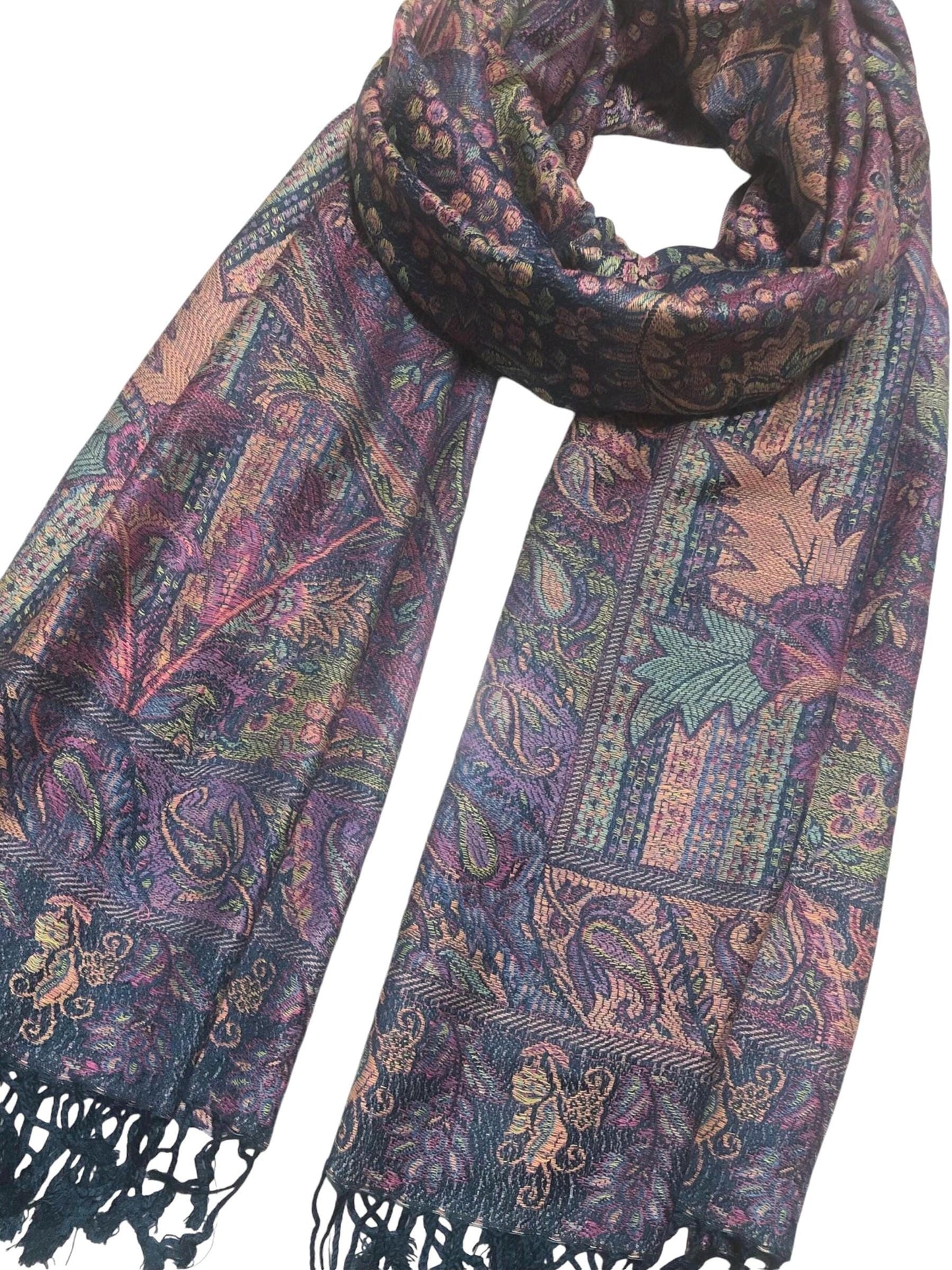 Colorful Pashmina Scarf Ethnic Paisley Flowers Gifts