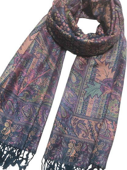 Colorful Pashmina Scarf Ethnic Paisley Flowers Gifts