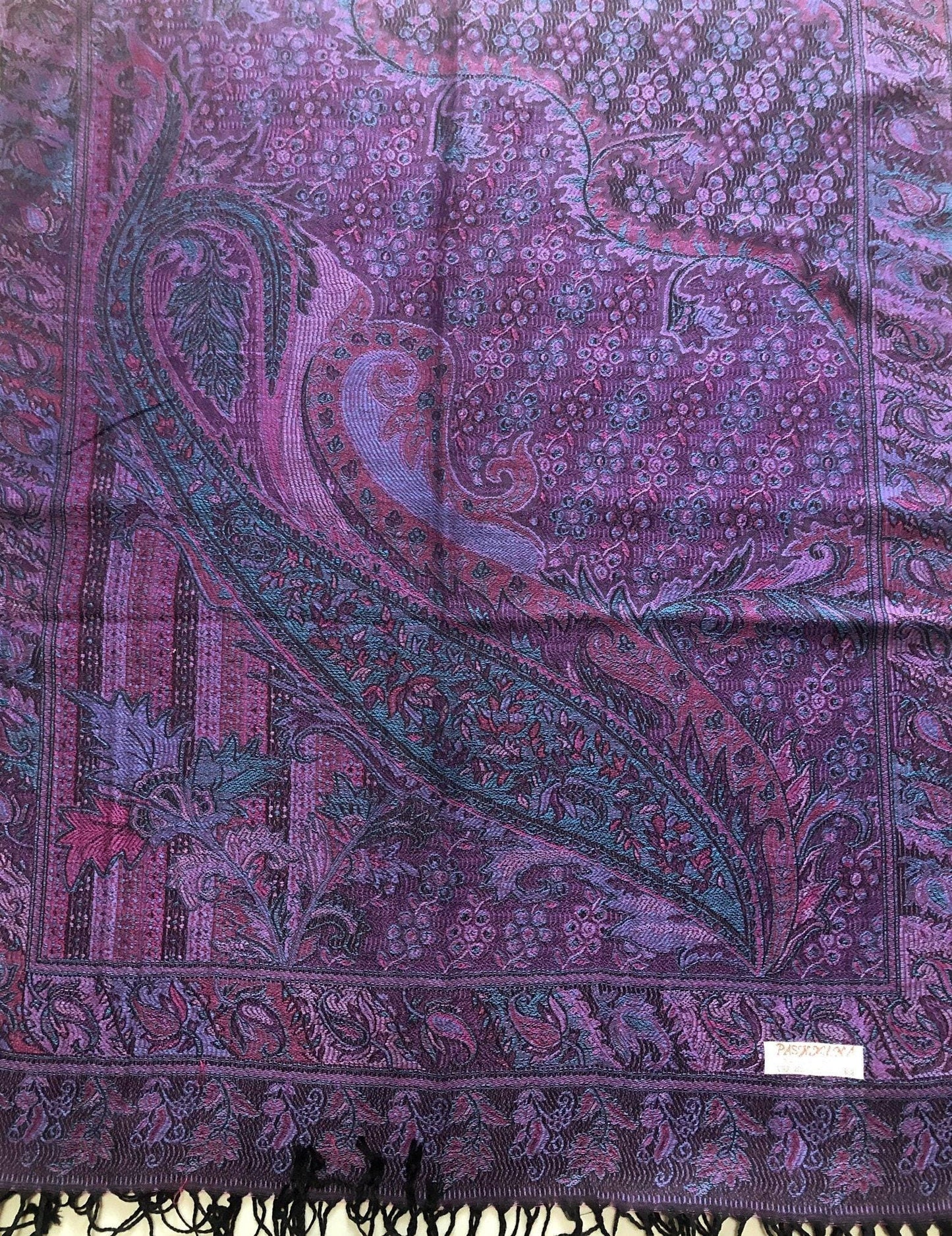 Purple Pashmina Scarf Paisley Wedding Ladies Wrap