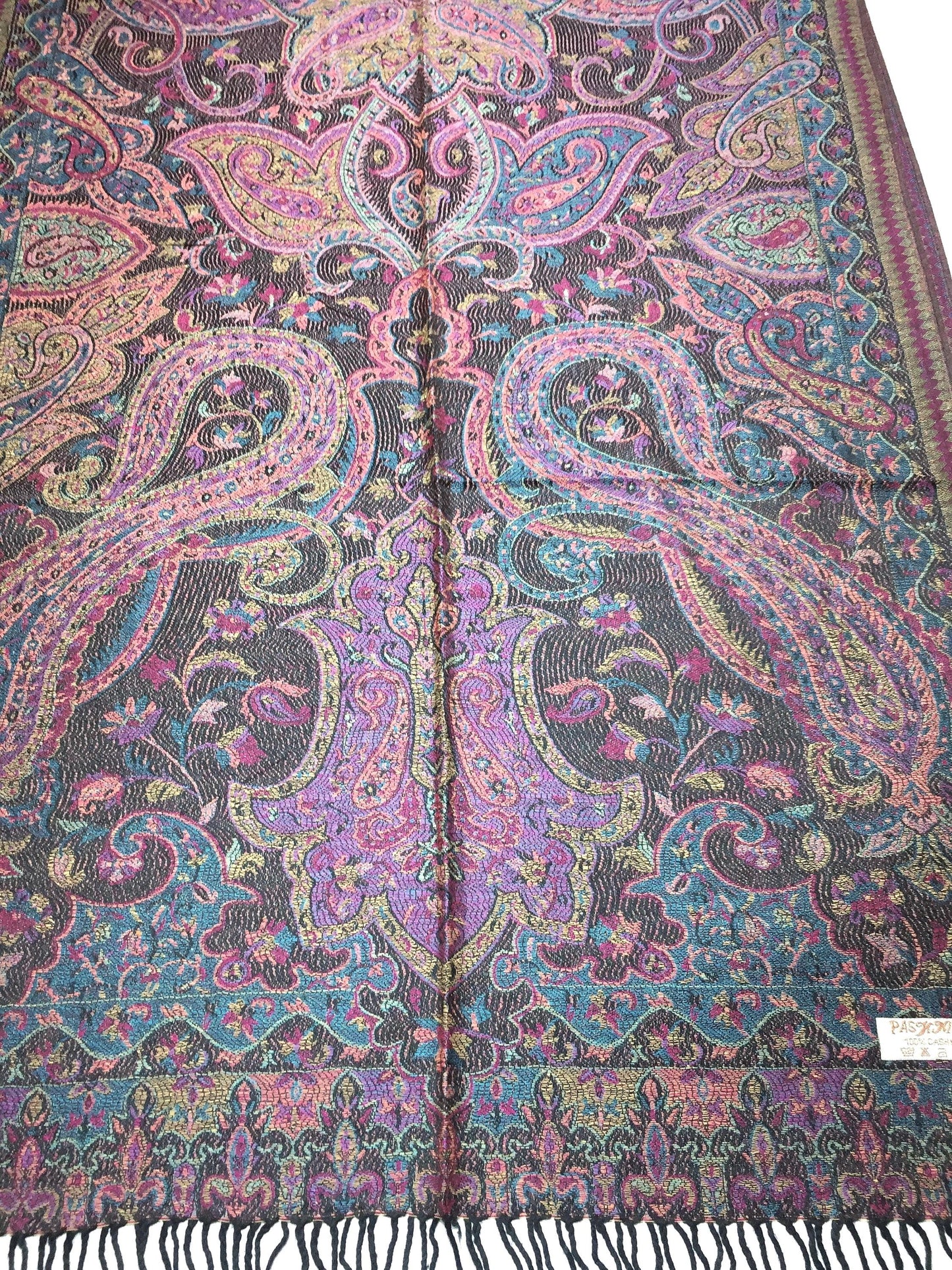 Pashmina Scarf Flowers Purple Design Turban