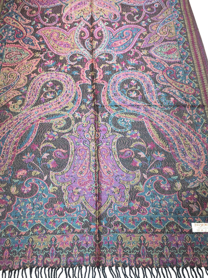Pashmina Scarf Flowers Purple Design Turban