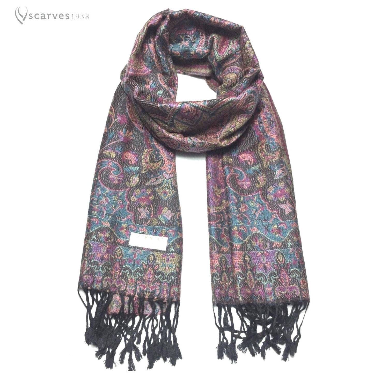 Pashmina Scarf Flowers Purple Design Turban