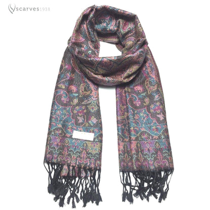 Pashmina Scarf Flowers Purple Design Turban