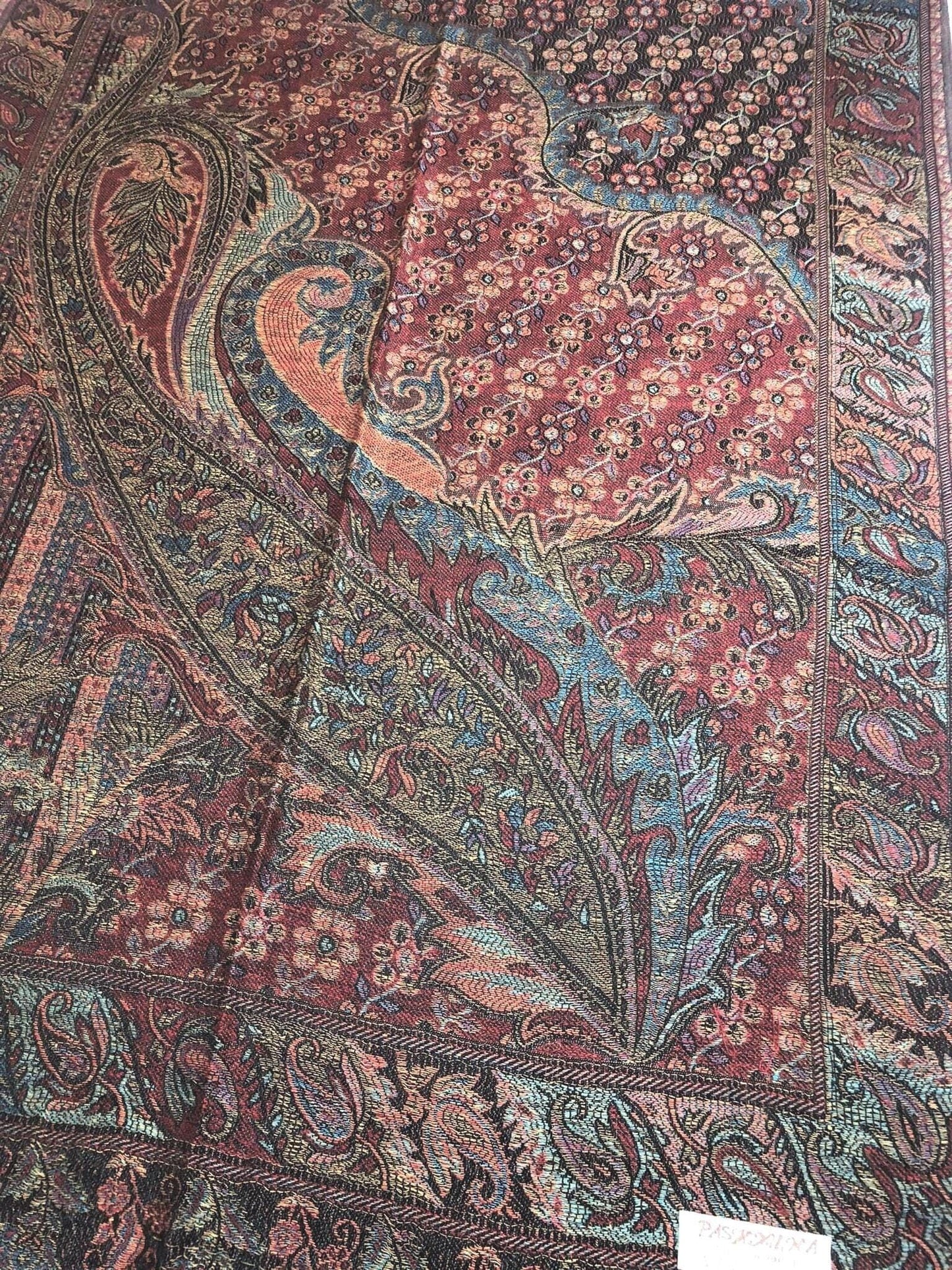 Pashmina Scarf: Colorful Paisley Floral Ethnic Flowers