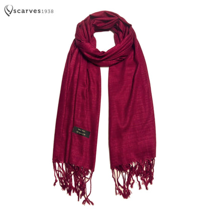 Burgundy Raw Thai Silk Scarf: Touch
