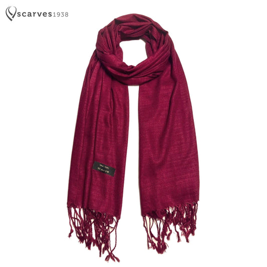 Burgundy Raw Thai Silk Scarf: Touch