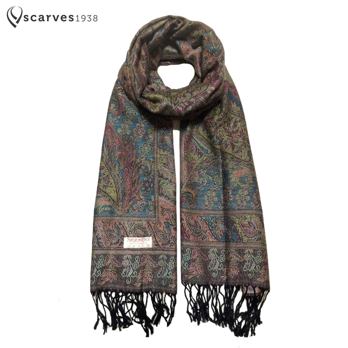 Natural Pashmina Scarf Ethnic Paisley Flowers Gifts