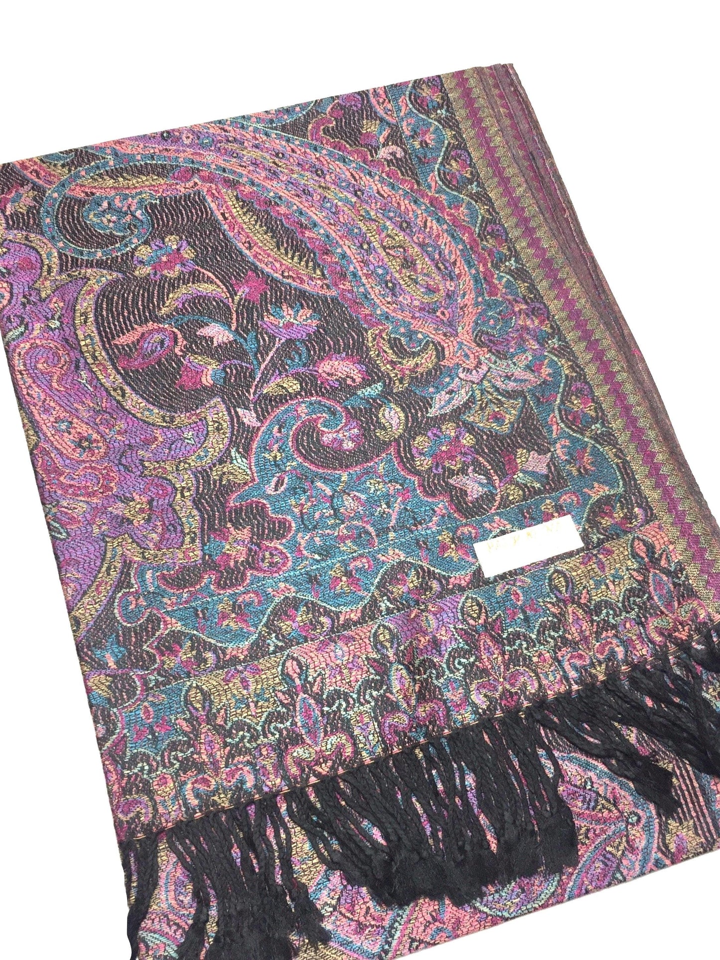 Pashmina Scarf Flowers Purple Design Turban