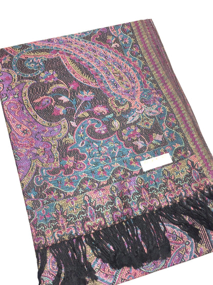 Pashmina Scarf Flowers Purple Design Turban