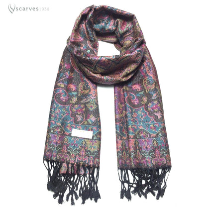 Pashmina Scarf Flowers Purple Design Turban
