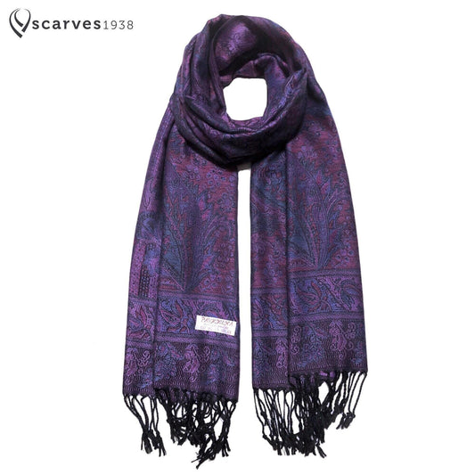 Purple Pashmina Scarf Paisley Wedding Ladies Wrap