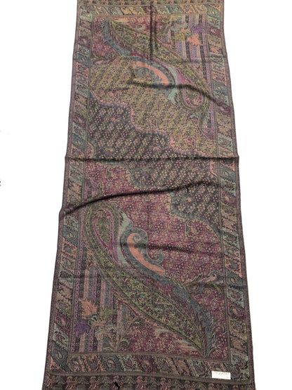 Colorful Pashmina Scarf Black Fringes Ethnic Paisley