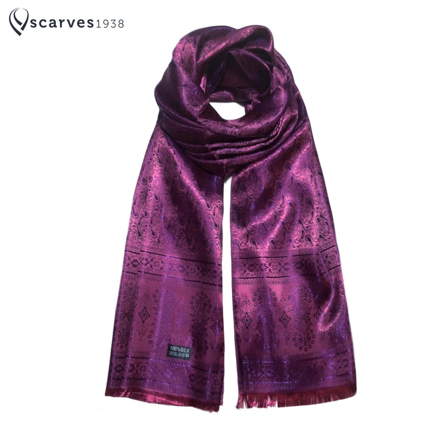 Hot Pink And Purple Silk Scarf Paisley