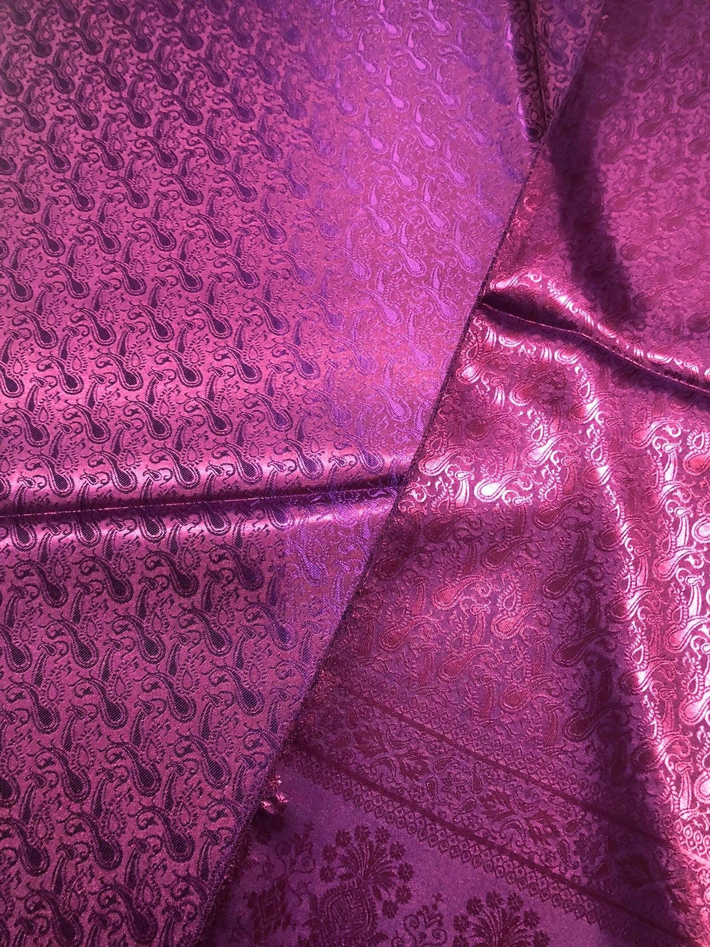Hot Pink And Purple Silk Scarf Paisley