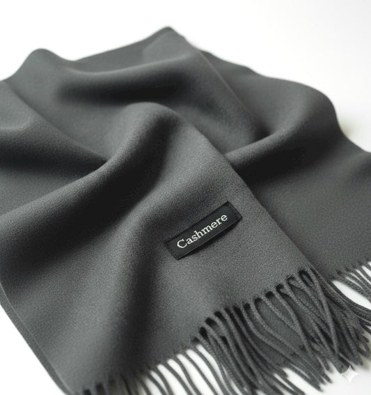 Gray Cashmere Scarf - Premium Wool Wrap - Unisex Elegant Stole - Minimalist Shawl