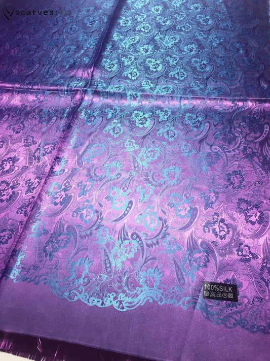 Purple Silk Scarf | Gift for her | Bridesmaid Flowers Shawl