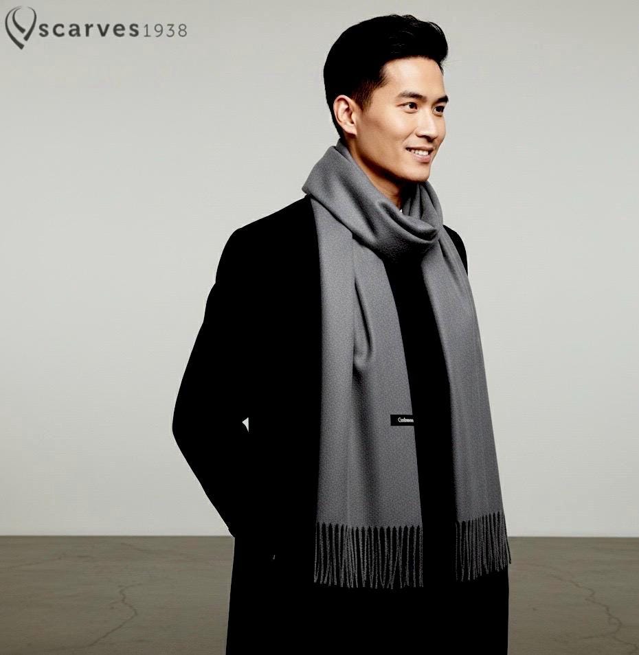 Gray Cashmere Blend Wrap Women’S Scarf Man