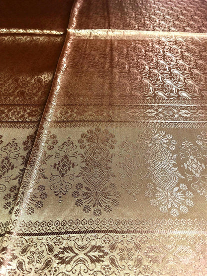 Dark Gold Silk Scarf For Her Paisley