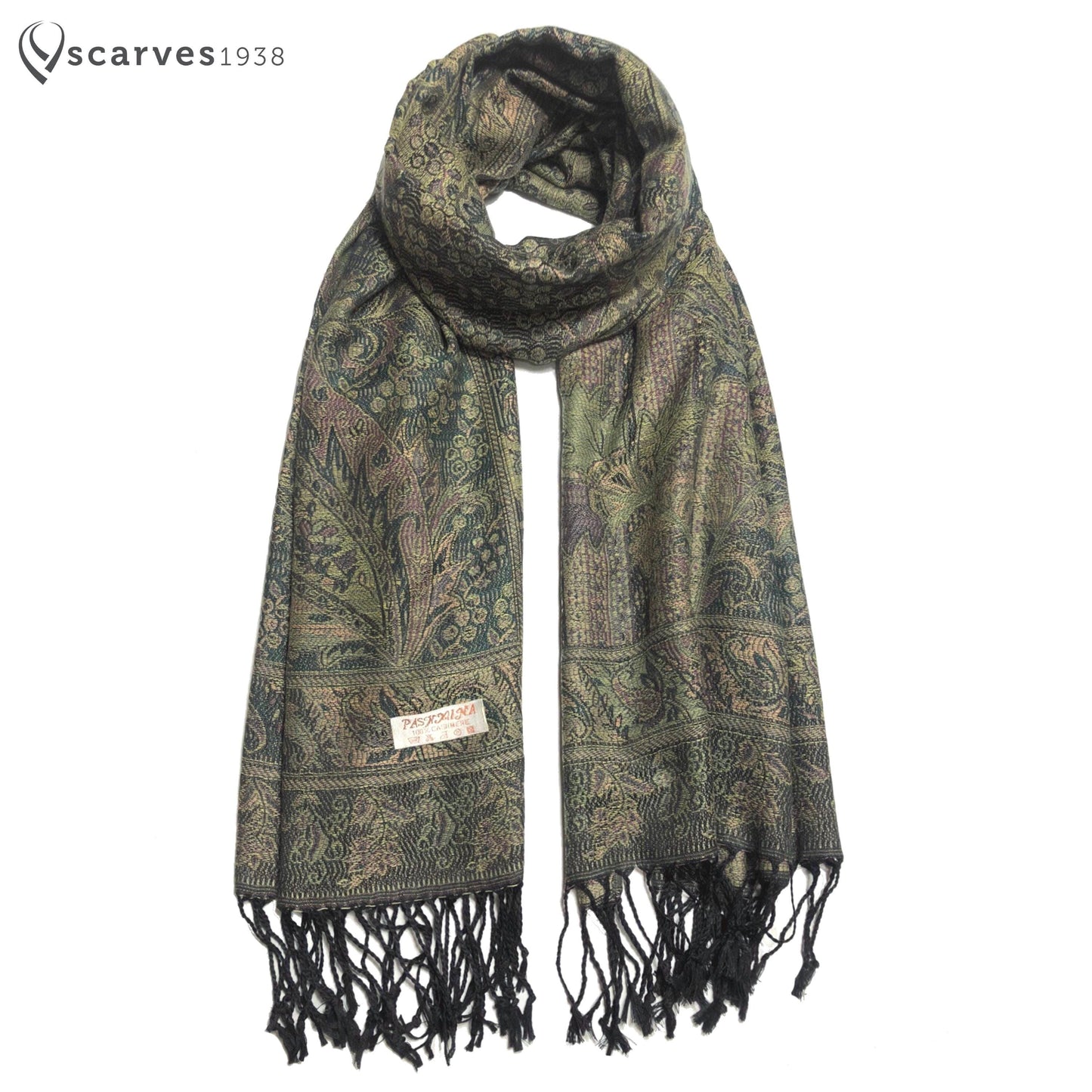 Natural Green Pashmina Scarf & Wrap Ladies
