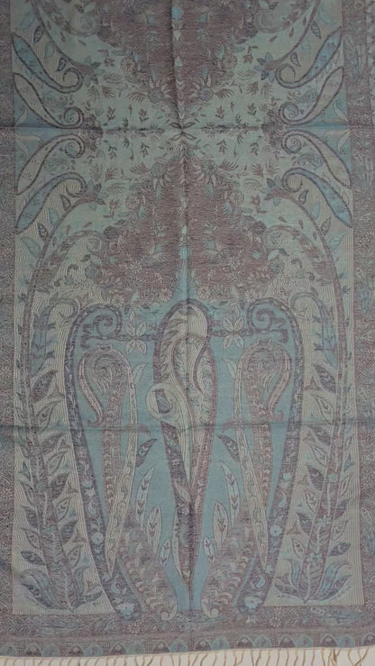 Reversibile Classic Paisley Light Blue & Brown Pashmina Wrap