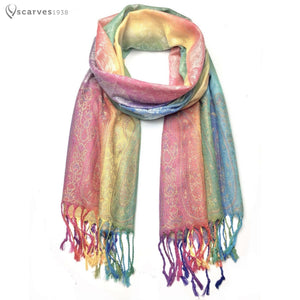 Rainbow paisley pashmina - scarves1938